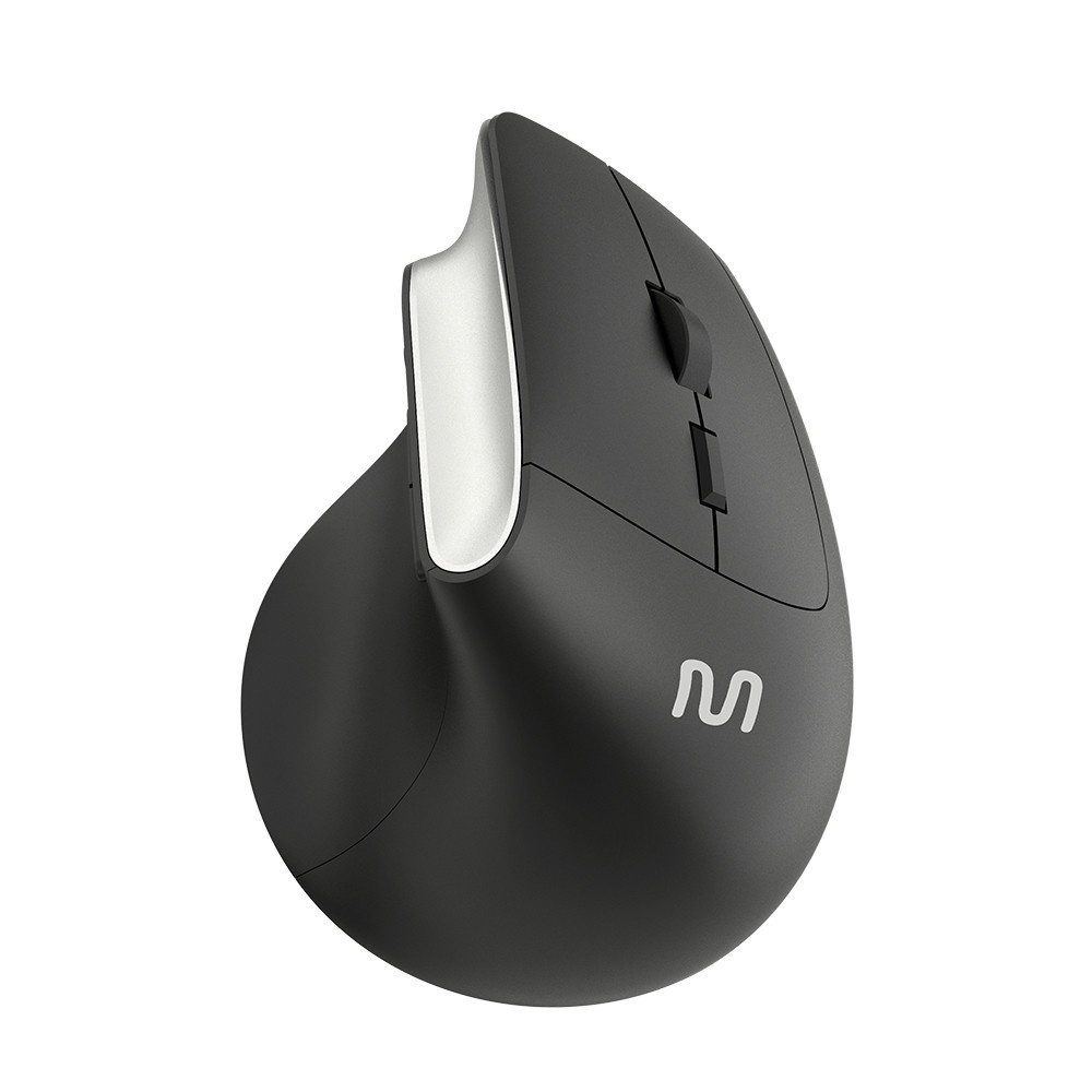 Mouse Sem Fio Vertical Clique Silencioso 1600dpi Preto Multi