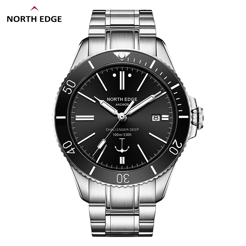 North Edge Anchor Original Safira Espelho 316L Aço Inoxidável Relógio