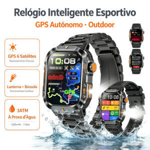Novante Relógio Inteligente Smartwatch Gps 520mAh 3ATM Grau Militar