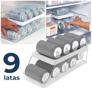 Organizador de Latas Geladeira Armário 9 Unidades Com Rolagem