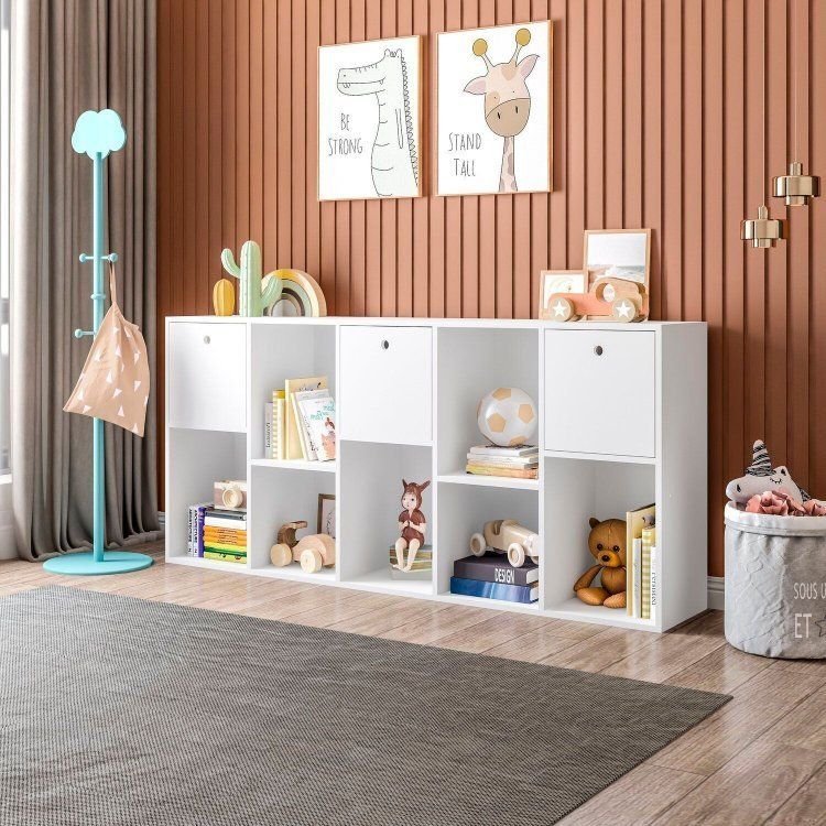 Organizador Estante para Quarto Infantil com 3 Caixas e 7 Nichos Maia