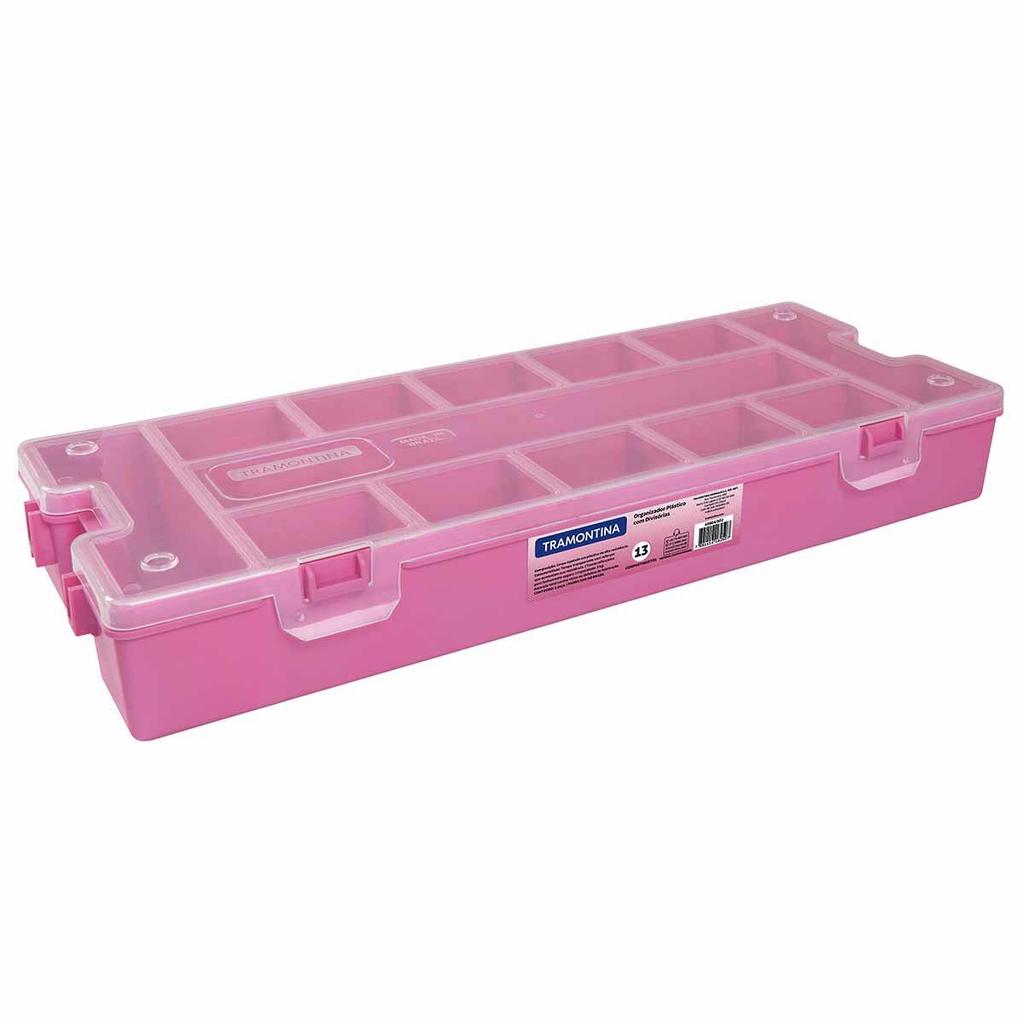 Organizador Plástico 16'' Rosa 13 Compartimentos Tramontina