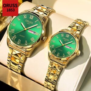 Oruss Casal Original Luxo Aço Inoxidável Ouro À Prova D ‘Água