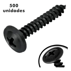 Pacote 500 Parafusos de Rosca Soberba 4,2 x 22 mm Preto Para Madeira