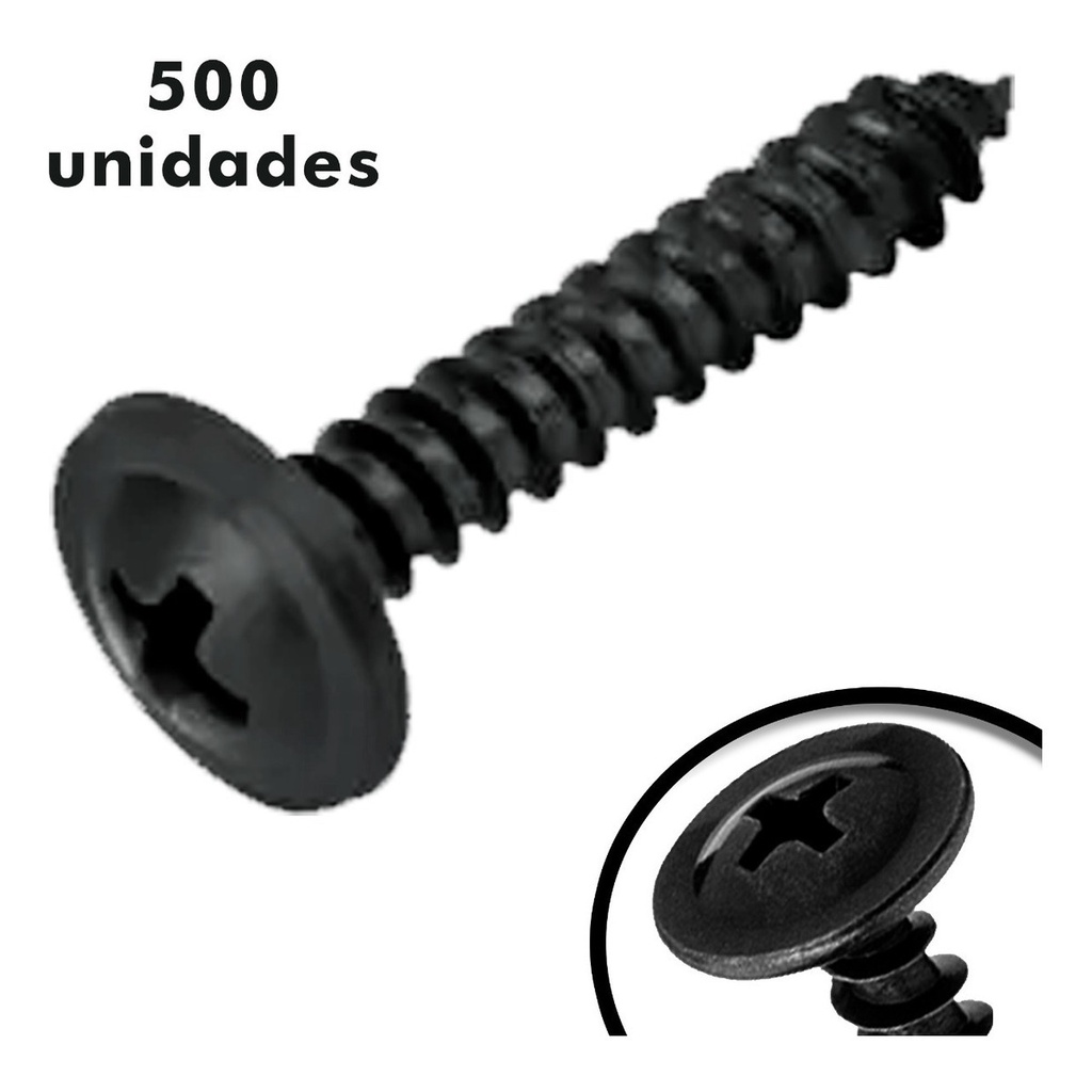 Pacote 500 Parafusos de Rosca Soberba 4,2 x 22 mm Preto Para Madeira
