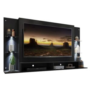 Painel com Suporte TV 60″ e 4 Leds Prateleiras de Vidro Vegas
