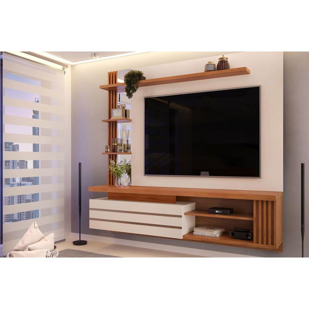 Painel Home p TV até 55 Polegadas Marin c Prateleiras e Bancada
