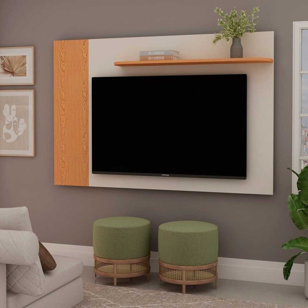 Painel para TV até 55 Polegadas 140CMX90CM 1 Prateleira Bege