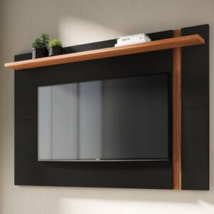 Painel para TV Até 70 Polegadas Leme 1 Prateleira Preto Fosco Noce