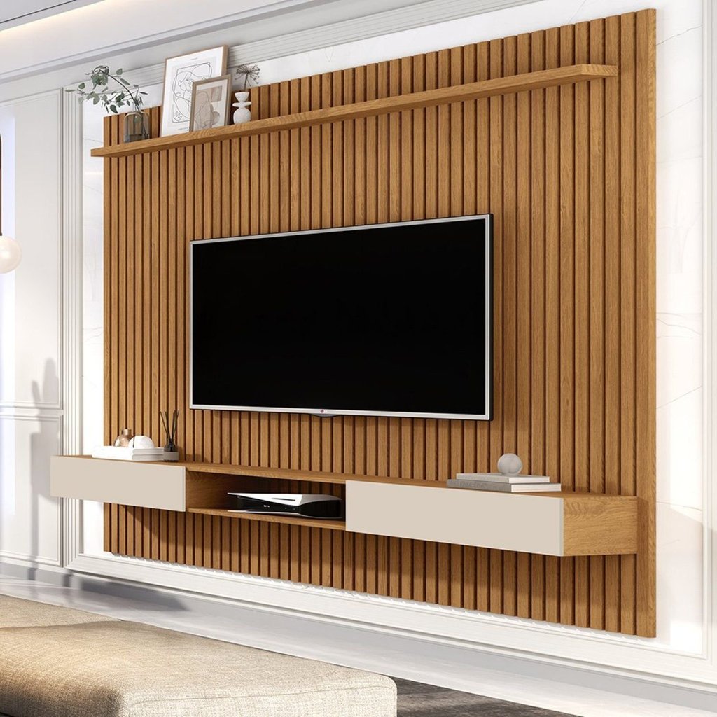 Painel Ripado para TV até 70 Polegadas Mdf 185,5CMX218CM Nicho 2