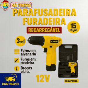 Parafusadeira e Furadeira Bivolt Startools 16V 3,6V Kit Completo