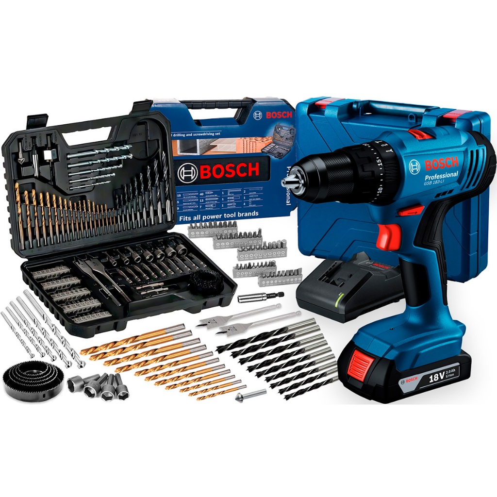 Parafusadeira E Furadeira Impacto Bateria 18v Bosch Gsb 183-li Maleta