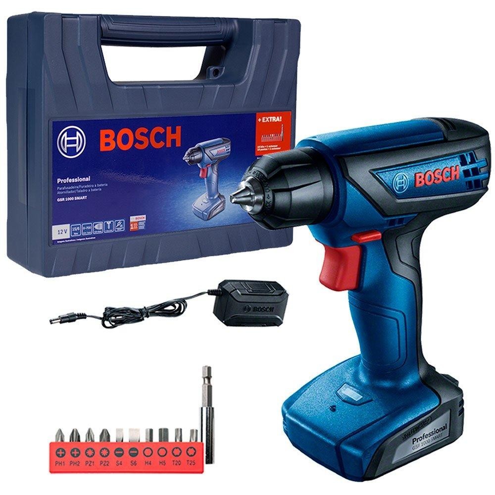 Parafusadeira Furadeira GSR1000 a Bateria 12V Bosch Maleta