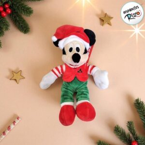 Pelúcia Mickey Mouse de Natal Verde e Vermelho 15cm 1 unidade Disney