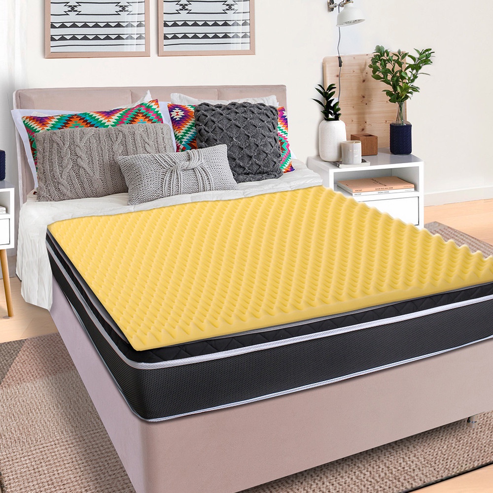 Pillow Top Casal Massageador Casca de Ovo Espuma 138x188x3,5cm BF