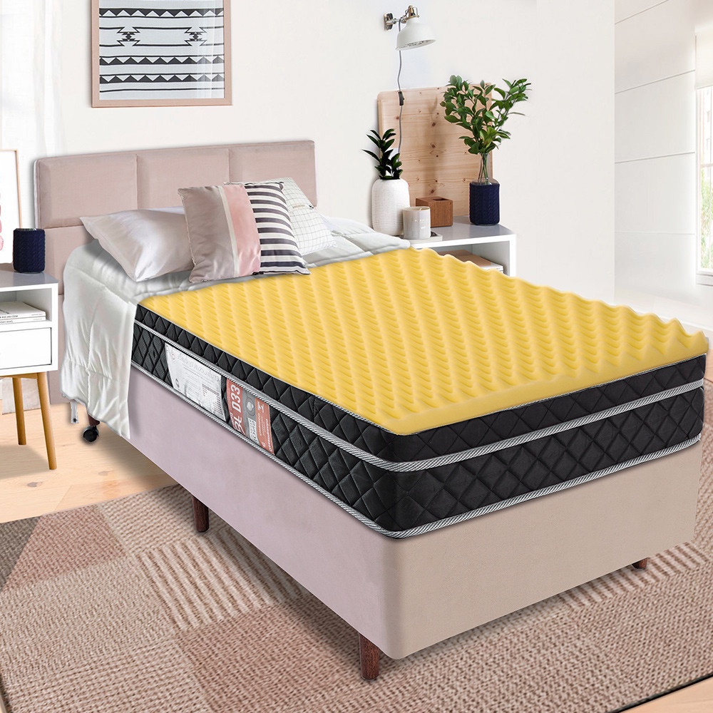 Pillow Top Solteiro Massageador Casca de Ovo Espuma 78x188 BF Colchões