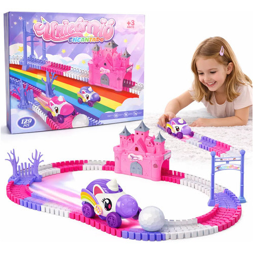 Pista De Carrinho Unicórnio Castelo Brinquedo Menina Rosa — Games e Brinquedos