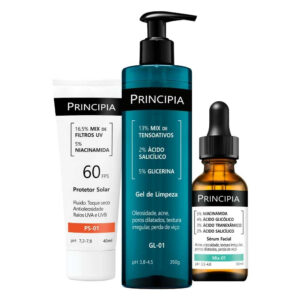 Principia Kit Anti-Acne Trio c Gel de Limpeza Sérum Mix-01 Protetor