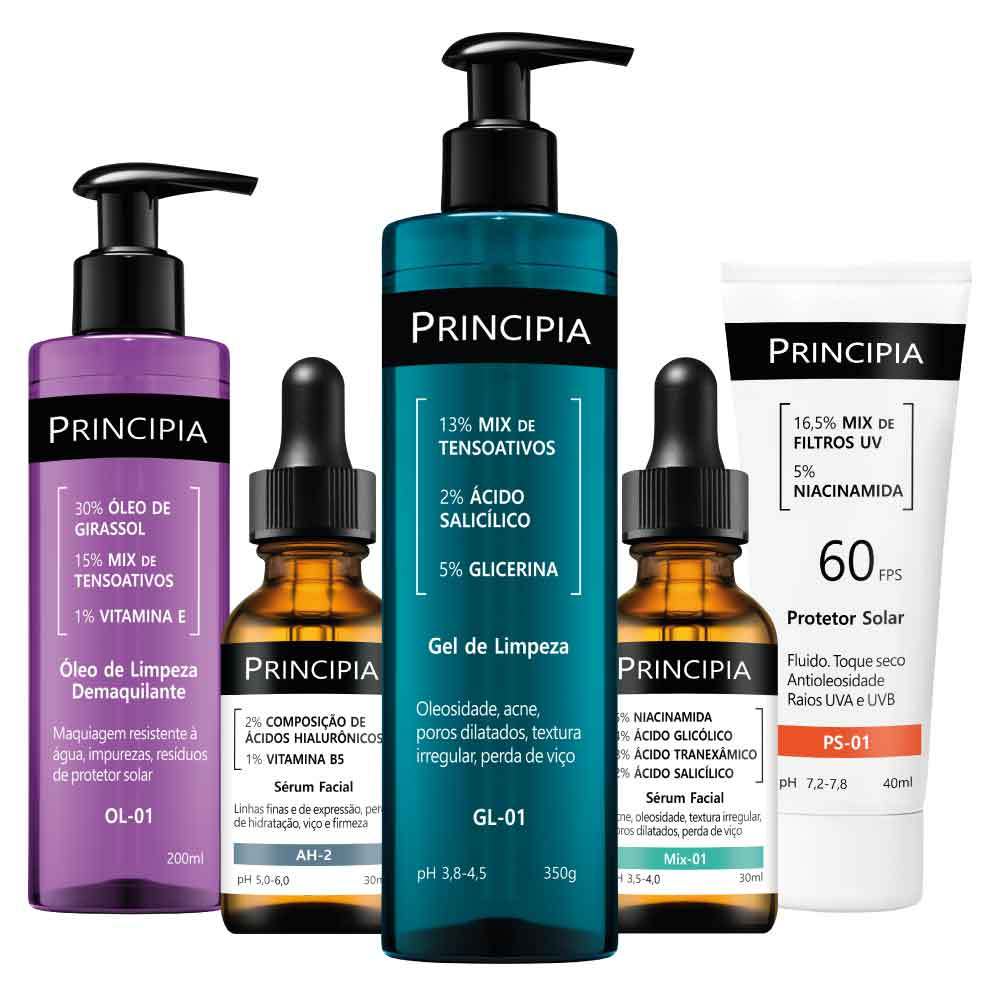 Principia Kit Antiacne Demaquilante Essencial +Protetor solar facial+