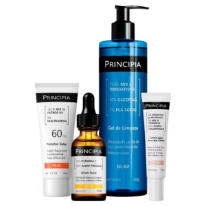 Principia Kit Rotina Olhos c Gel de Limpeza Creme Vitamina C Protetor