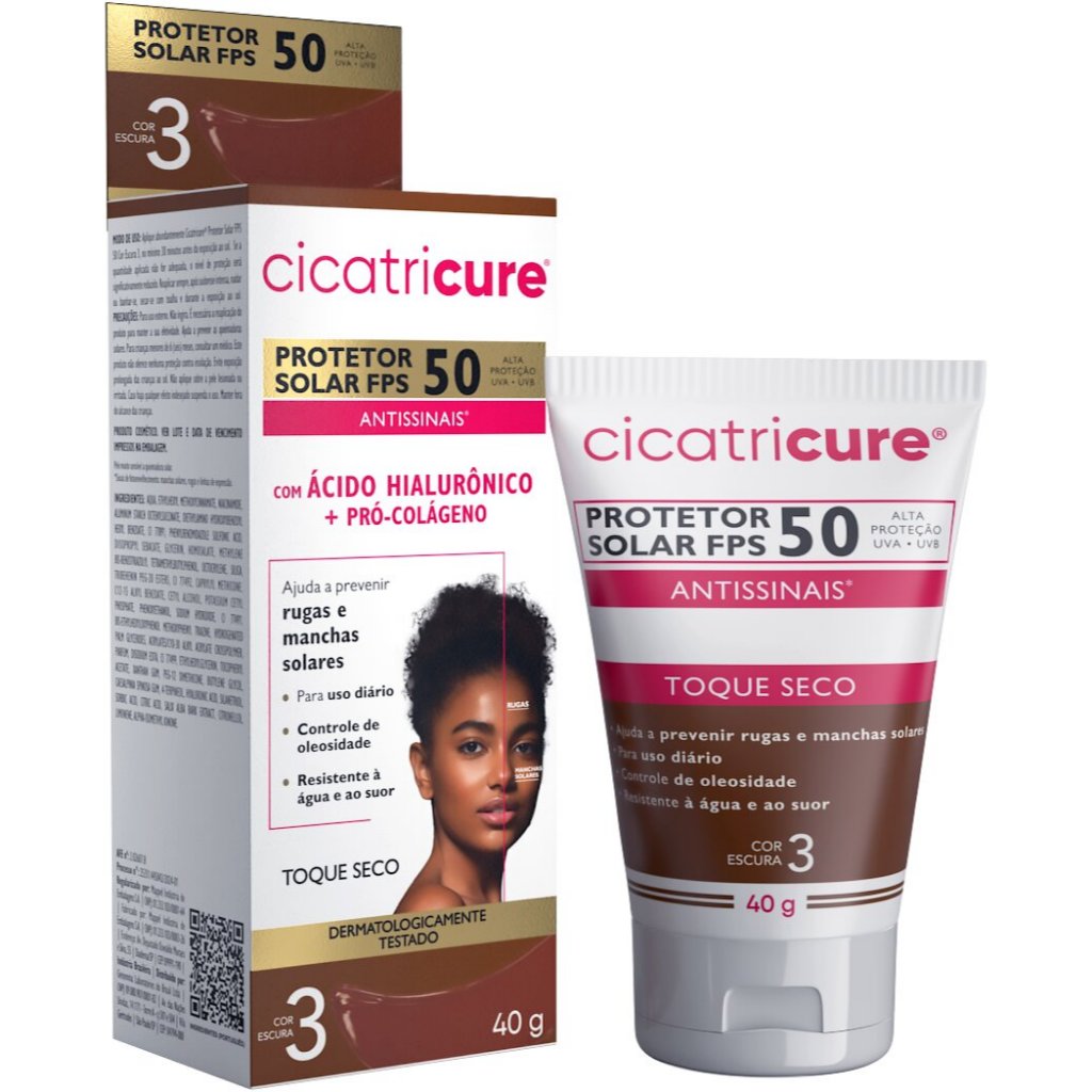 Protetor Solar Cicatricure com Cor Escura 40g Ácido Hialurônico e Pró — Skincare