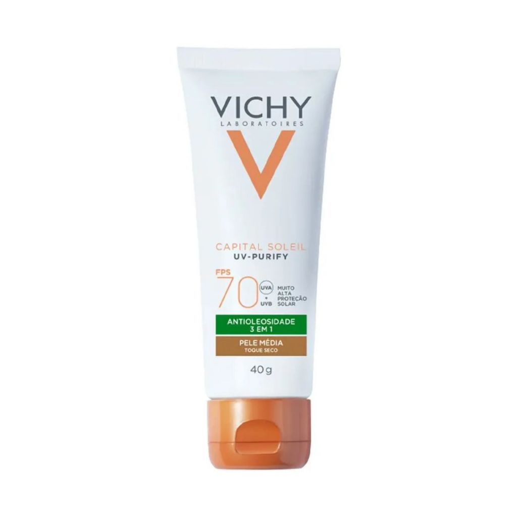 Protetor Solar Facial Vichy Capital Soleil UV-Purify Pele Média Com