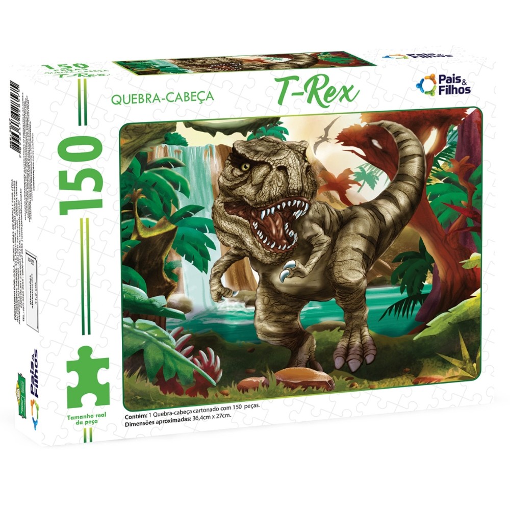 Quebra Cabeça T-Rex 150 Peças Pais E Filhos Puzzle Dinossauro