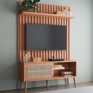 Rack com Painel para TV Até 55 Polegadas 1 Porta 1 Prateleira Freijó