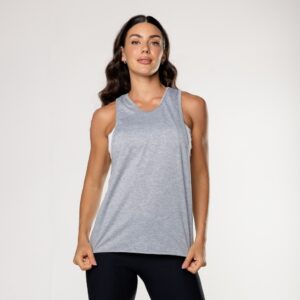 Regata Fitness Cavada Viscolycra Cinza Básica Feminina Academia Lot