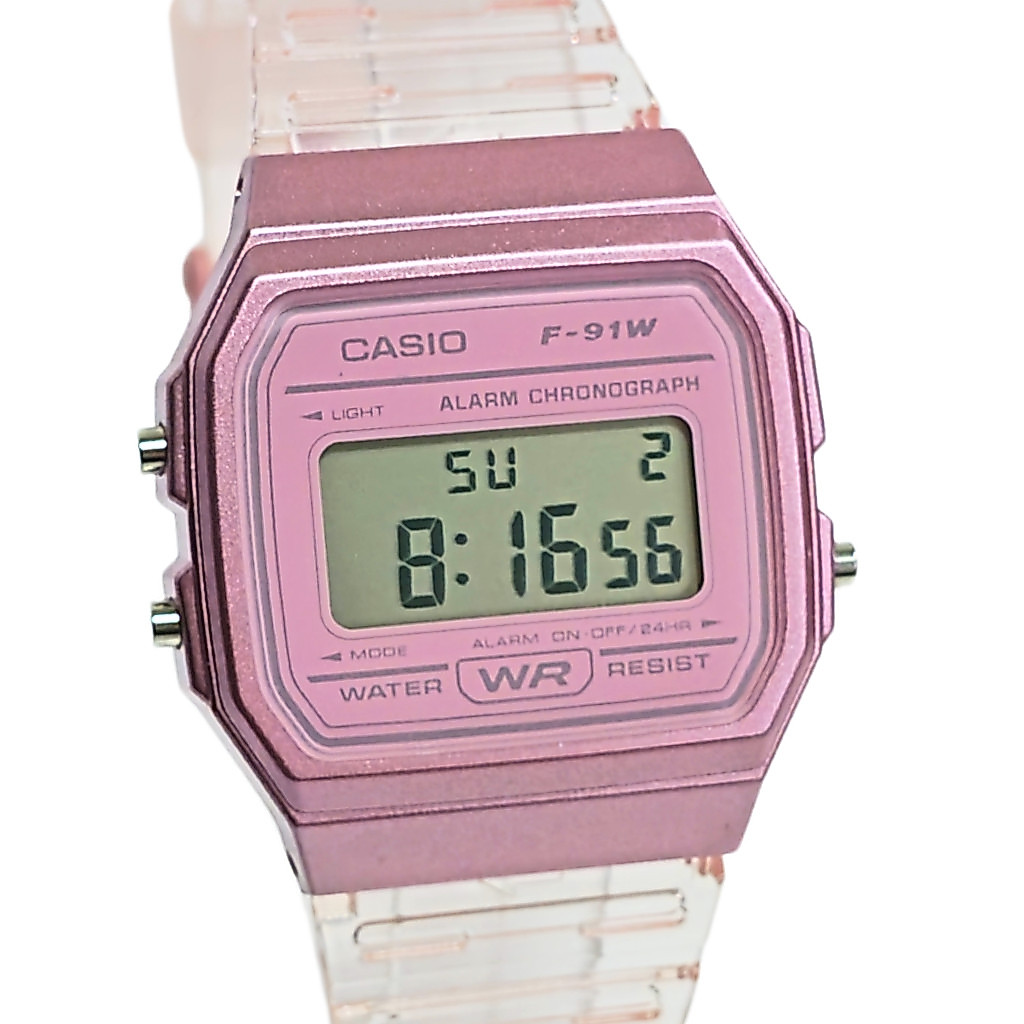 Relógio Casio Digital Feminino Transparente Rosa