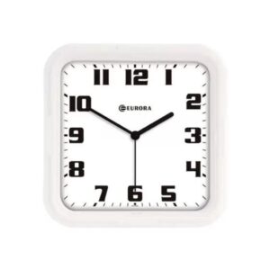 Relógio De Parede Eurora Cozinha Sala Quadrado Branco