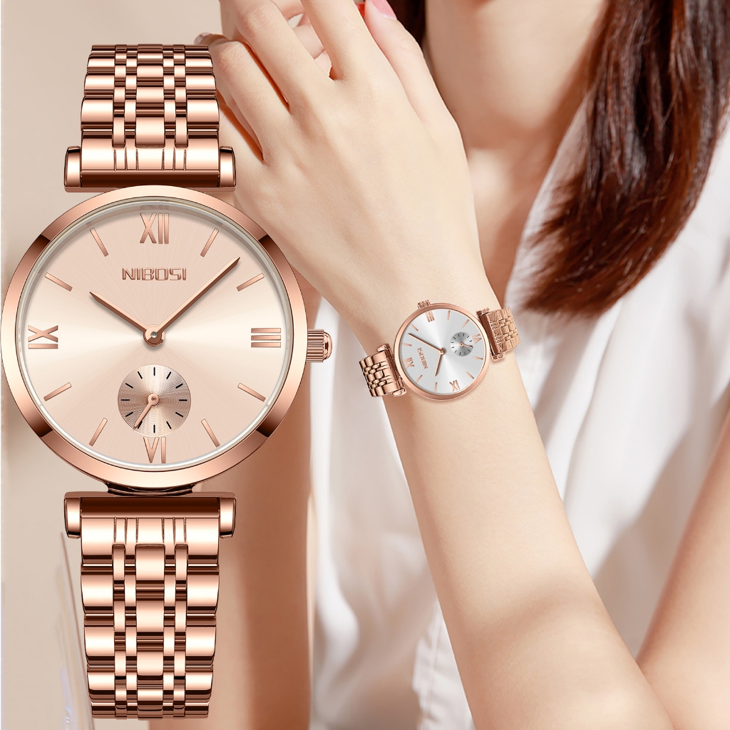 Relógio De Quartzo Nibosi Original Feminino Simples E Elegante À