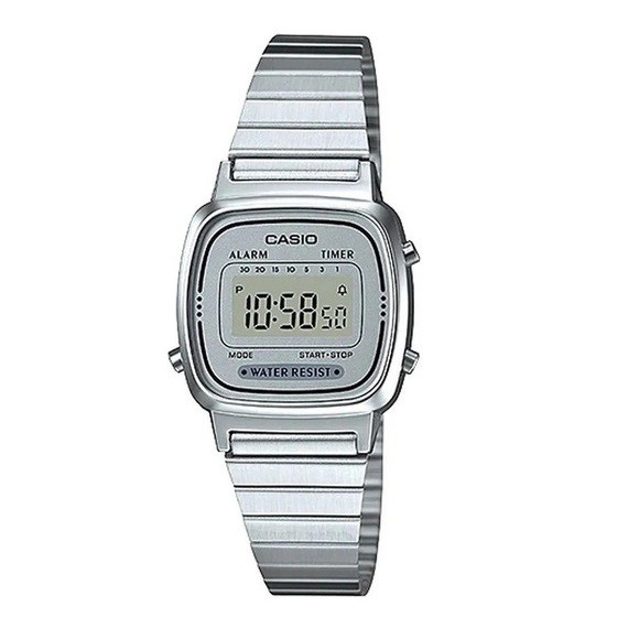 Relógio Digital Unissex Prata Casio Digital Vintage Mini Relógio de