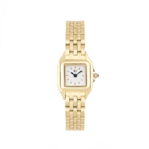 Relógio Feminino Dourado Saint Germain Boxy Gold Fundo Branco