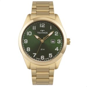 Relógio Masculino Technos Analógico Dourado Verde Calendário 2115TYO