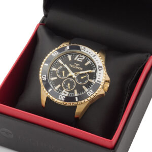 Relógio Masculino Technos Preto Borracha Esportivo Dourado 6P29ALF 2P