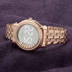 Relógio Rose Digital Champion Strass Led Branco CH48055P Original Luxo