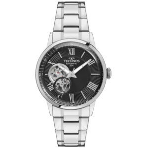 Relógio Technos Masculino Automático Open Heart Prata G3265BK 1P