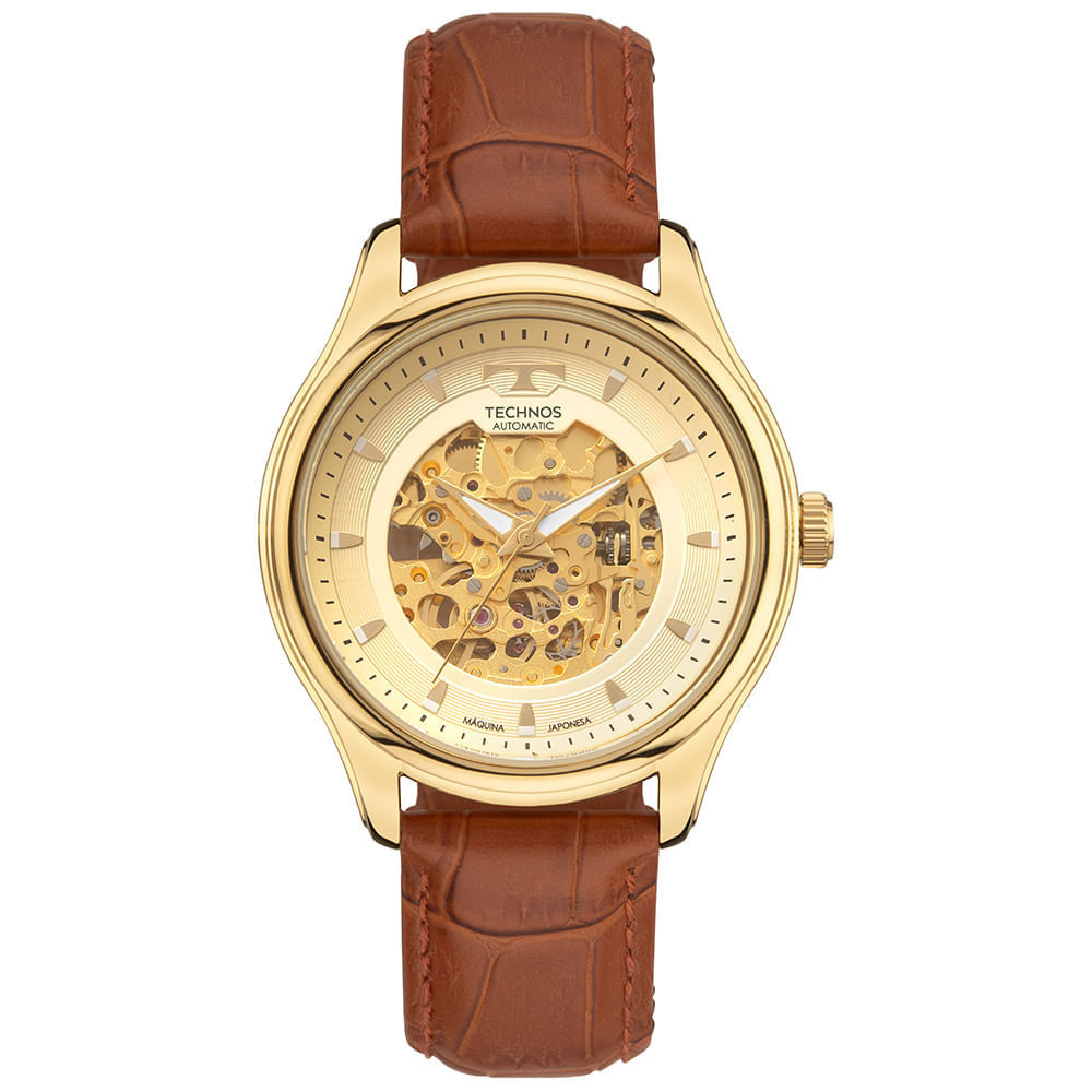 Relógio Technos Masculino Automático Skeleton Dourado 8N24AQ 0X