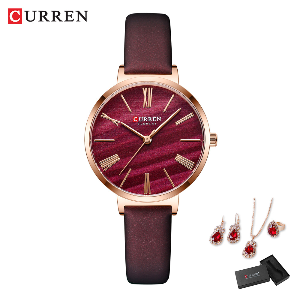 Relógios Mulher Marca Original Curren Couro Casual Retro Esportivo