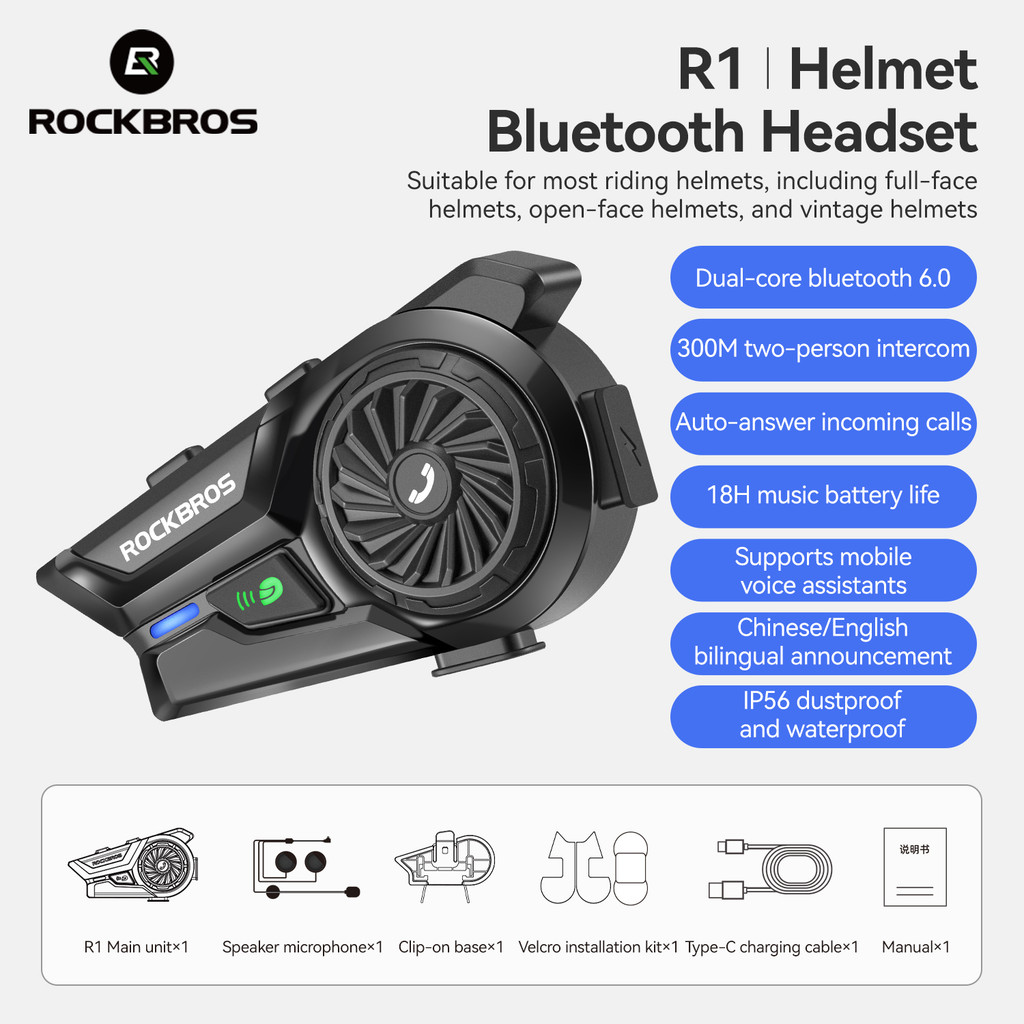 Rockbros Capacete De Motocicleta Fone De Ouvido Bluetooth À Prova
