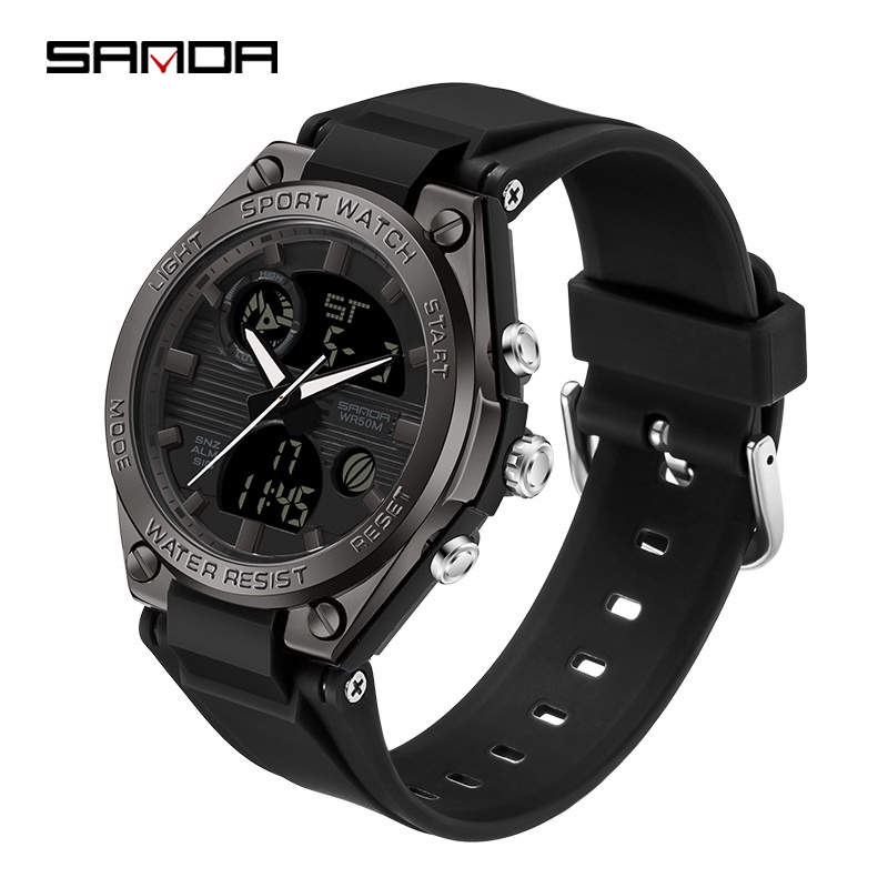 Sanda Relógio feminino à prova d 'água militar quartzo LED