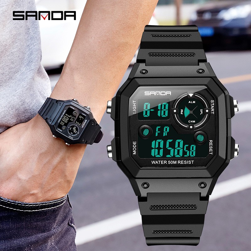Sanda Relógio Masculino LED De Moda Para Corrida Esportiva Digital