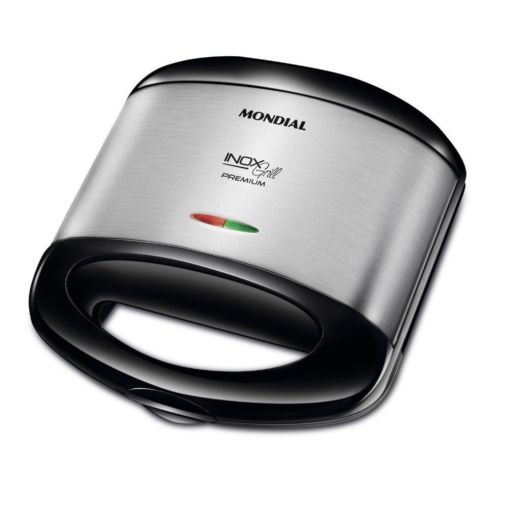 Sanduicheira e Grill Premium 800W Preto Inox Mondial — Cozinha (grandes)