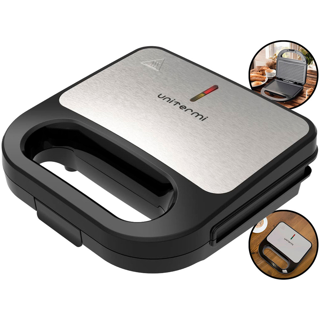 Sanduicheira Grill Elétrica 750w Grelha Antiaderente Inox Com Alça