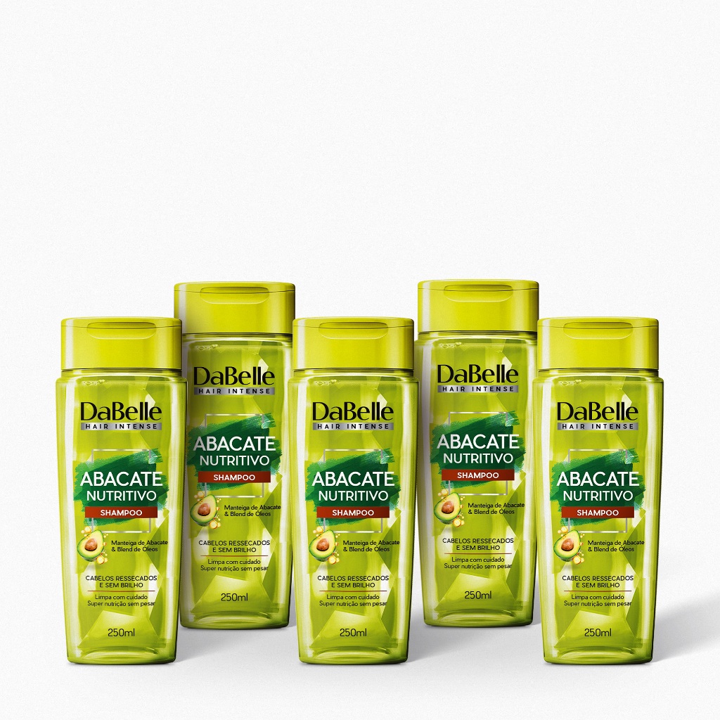 Shampoo Abacate Nutritivo 250ml Kit c 5 Unidades Dabelle Hair