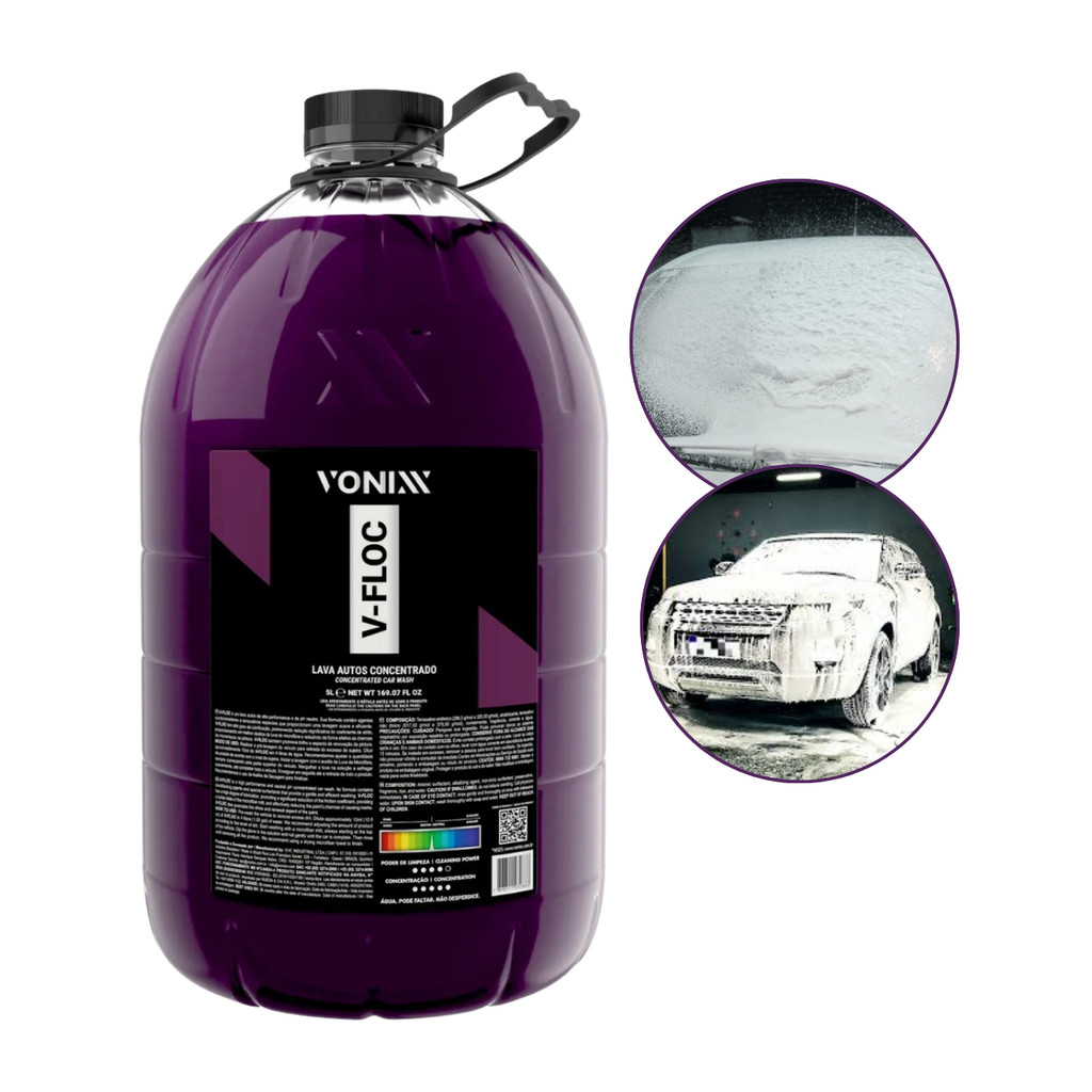 Shampoo Lava Auto V-floc 5 Litros Concentrado Neutro Vonixx