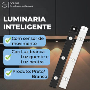 Smart Luminária LED Inteligente com Sensor de Movimento, Recarregável