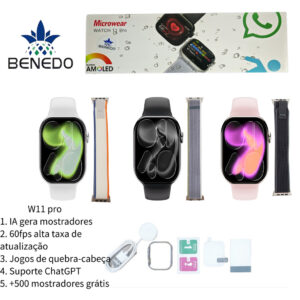 Smartwatch Relógio W11 Pro Series11 2026 2 Pulseiras ChatGPT 1GB