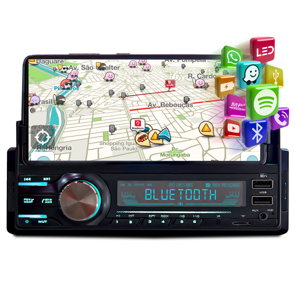 Som Automotivo MP3 Player USB Bluetooth Rca SD Receiver Suporte de — Som Automotivo